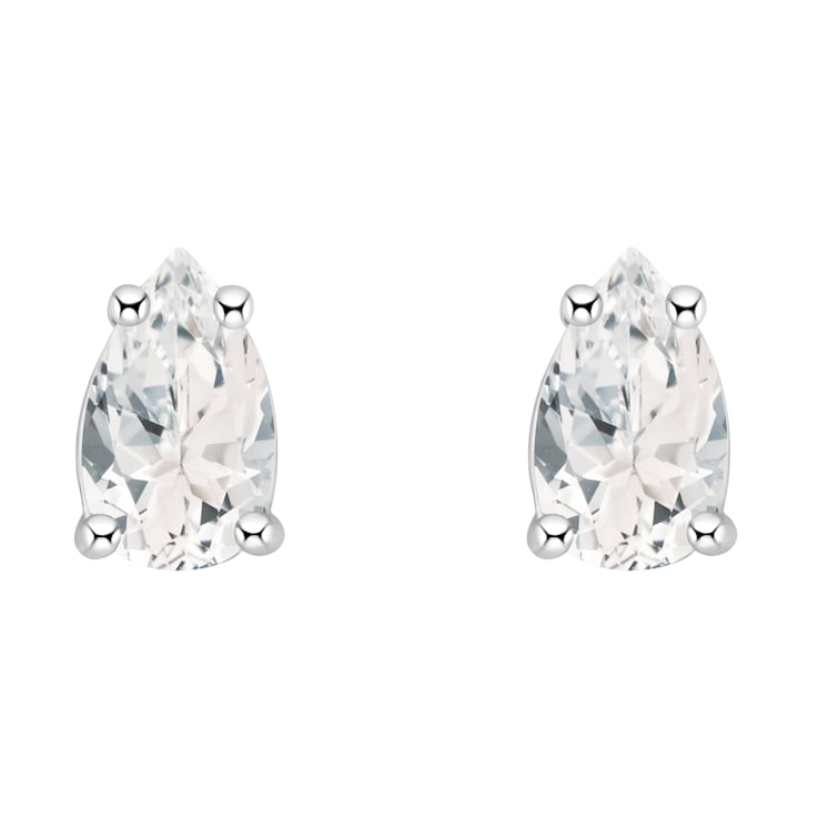 5x3mm Pear Shape White Topaz 14k White Gold Stud Earrings