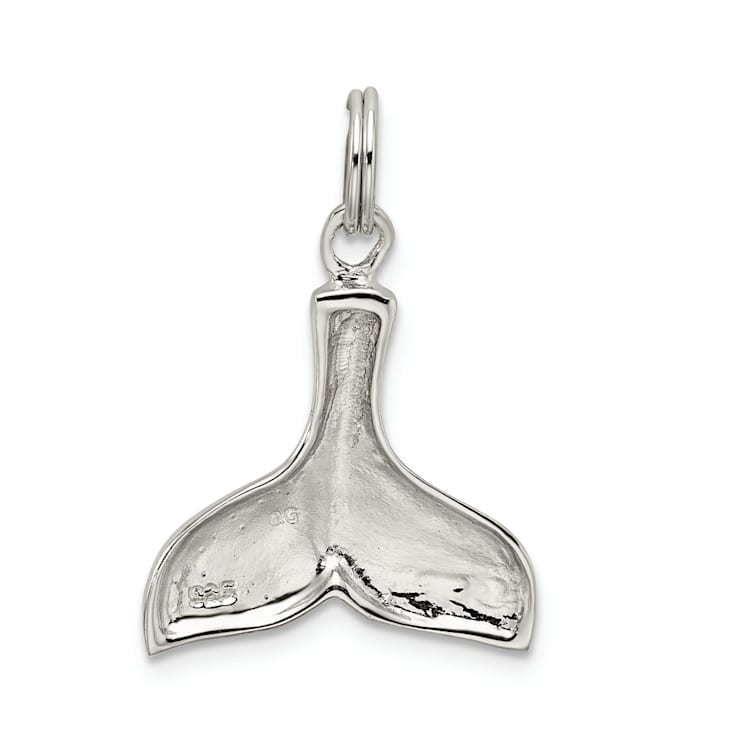 Rhodium Over Sterling Silver Whale Tail Charm