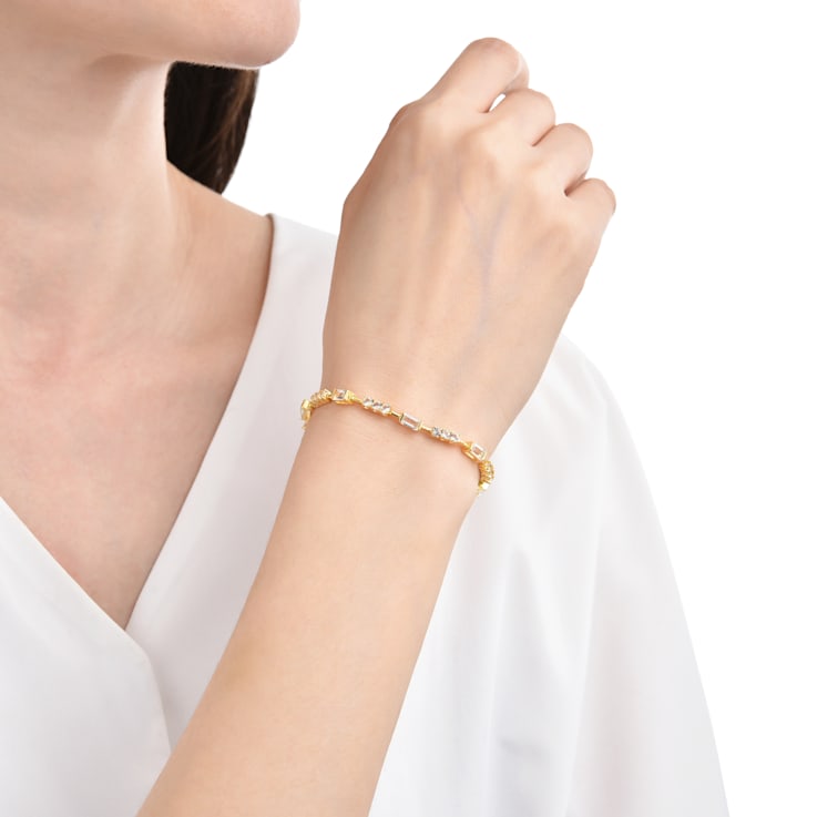 Baguette and Round White Topaz Baguette 14K Yellow Gold Over Sterling
Silver Bracelet
