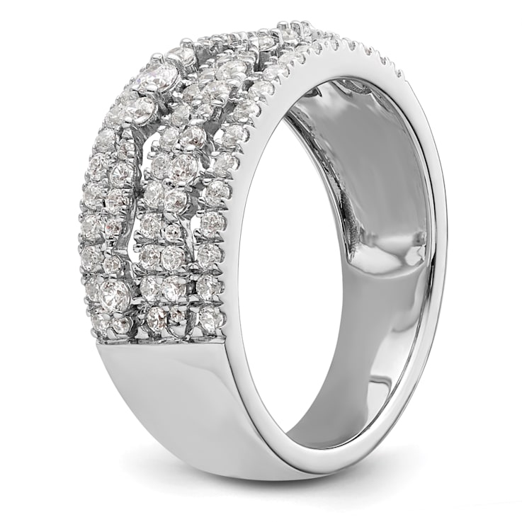 Rhodium Over 14K White Gold Diamond Band 0.88ctw