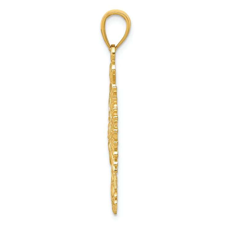 14k Yellow Gold Textured Phoenix Mythological Bird Charm