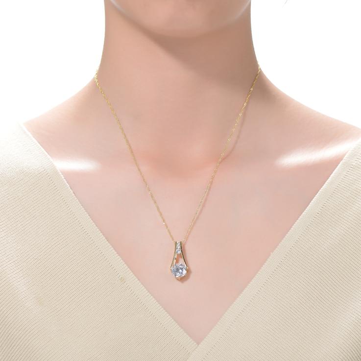 Moissanite Trapeze Pendant In 14K Gold Over Sterling Silver 1.50ctw DEW