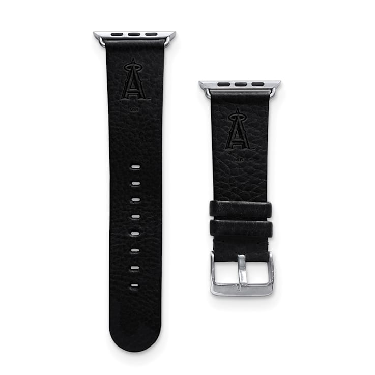 Gametime MLB Los Angeles Angels Black Leather Apple Watch Band (38/40mm
S/M). Watch not included.