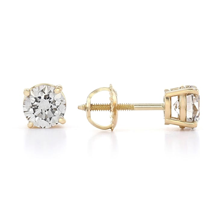 Certified White Lab-Grown Diamond H-I SI 14k Yellow Gold Stud Earrings 1.50ctw