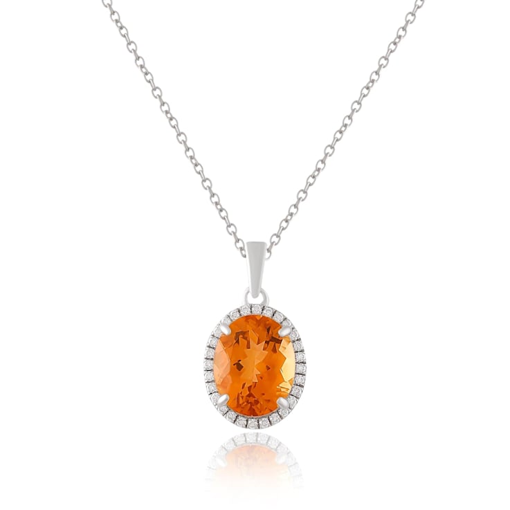Oval 2.5ct Citrine with Round Moissanite Accents Pendant Style Necklace