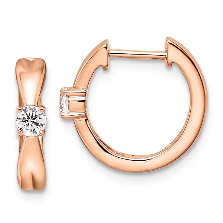 14K Rose Gold Lab Grown Diamond SI1/SI2, G H I, Hinged Hoops