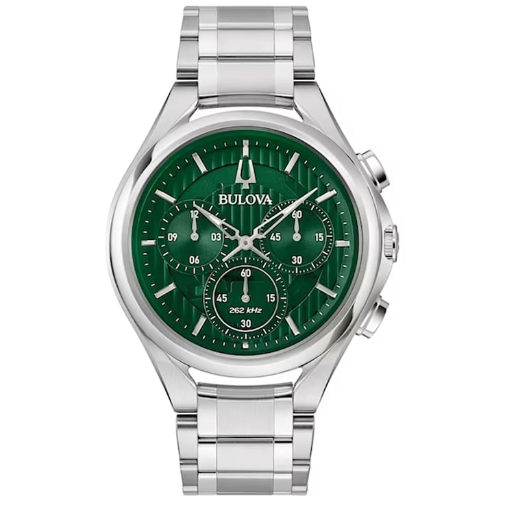 Bulova Men's Curv Green Dial, Stainless Steel Watch