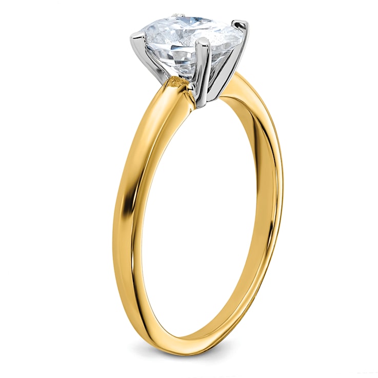 14K Yellow Gold With White Gold Accents 1 1/2 ct. G H I True Light Oval
Moissanite Solitaire Ring