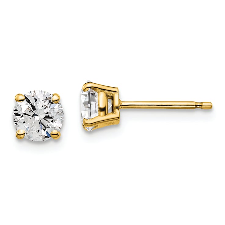 Certified White Lab-Grown Diamond G-H SI 14k Yellow Gold 4-Prong Stud
Earrings 1.00ctw