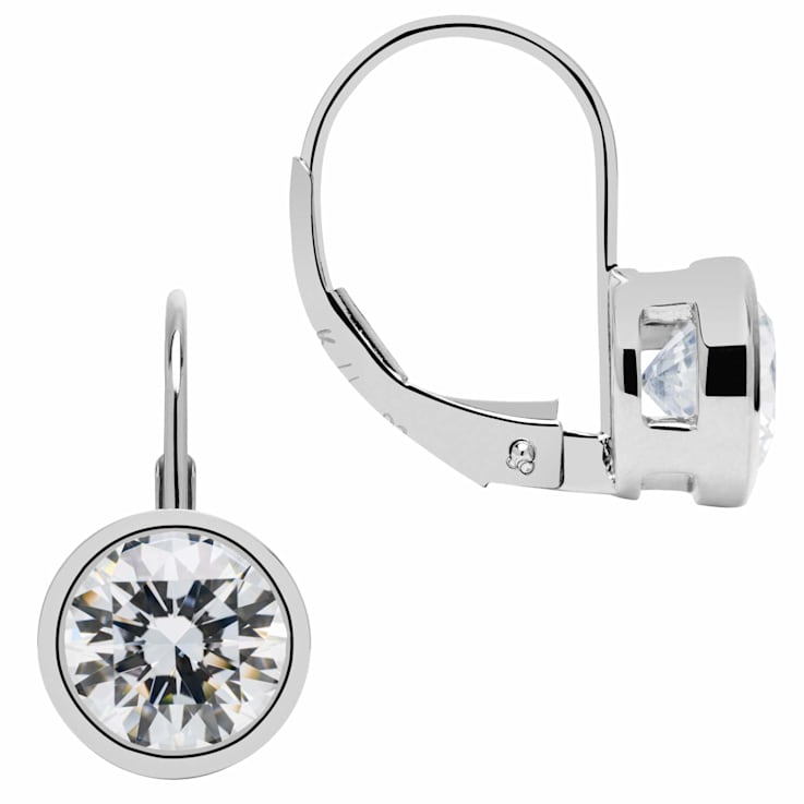 White Cubic Zirconia 14k White Gold Earrings With Velvet Gift Box 2.00ctw