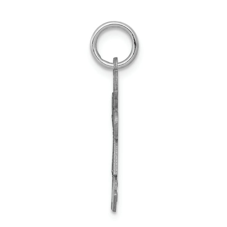Rhodium Over 14k White Gold Satin Girl with Bow Kiss Kid Charm