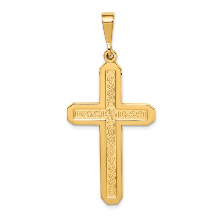 14k Yellow Gold Textured Cross Pendant