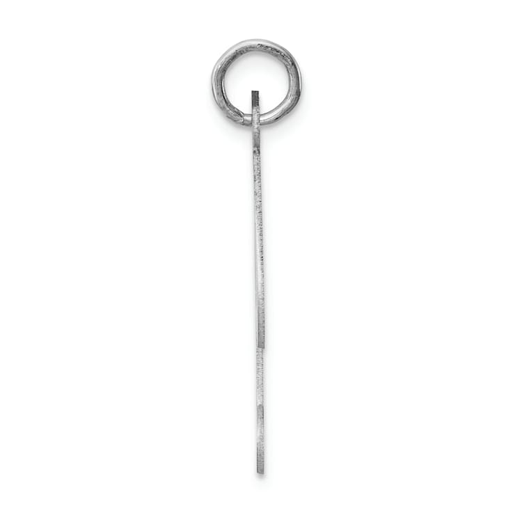 Rhodium Over Sterling Silver Fancy Script Letter I Initial Charm