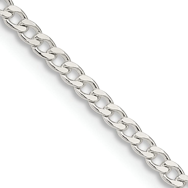 Sterling Silver 2.3mm Beveled Curb Chain Bracelet