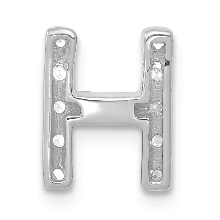 Rhodium Over 14K White Gold Diamond Letter H Initial Charm