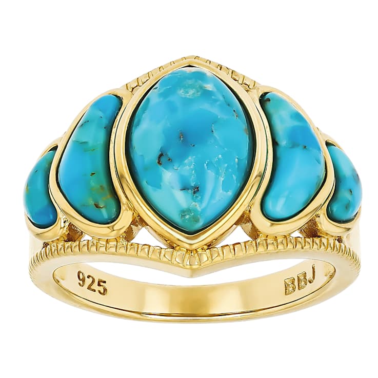 Turquoise Multi-Shape Ring In 18K Gold Over Sterling Silver