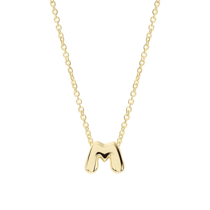 CZ Initial M Tennis Necklace And Pendant Set In 14K Gold Over Brass 4.05ctw