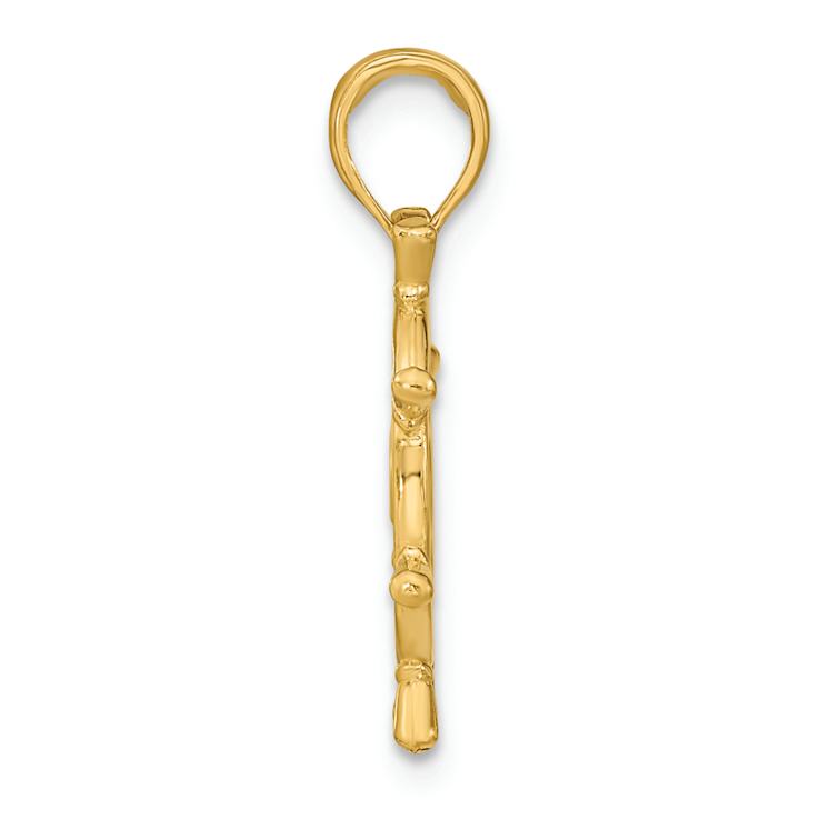 14k Yellow Gold 3D Ships Wheel Charm