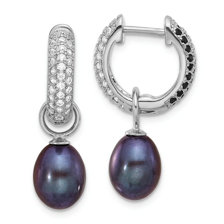 Rhodium Over Sterling Silver 7-8mm FWC Pearl/Cubic Zirconia
Interchangeable Earrings Set