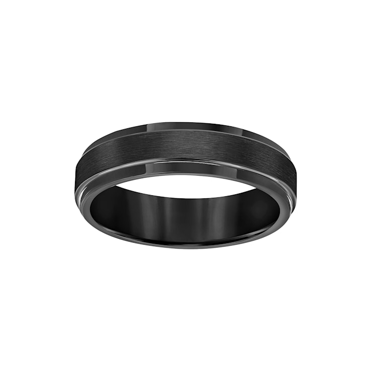 6mm Step-Edge Comfort Fit Band in Black Tungsten Carbide with Satin Finish