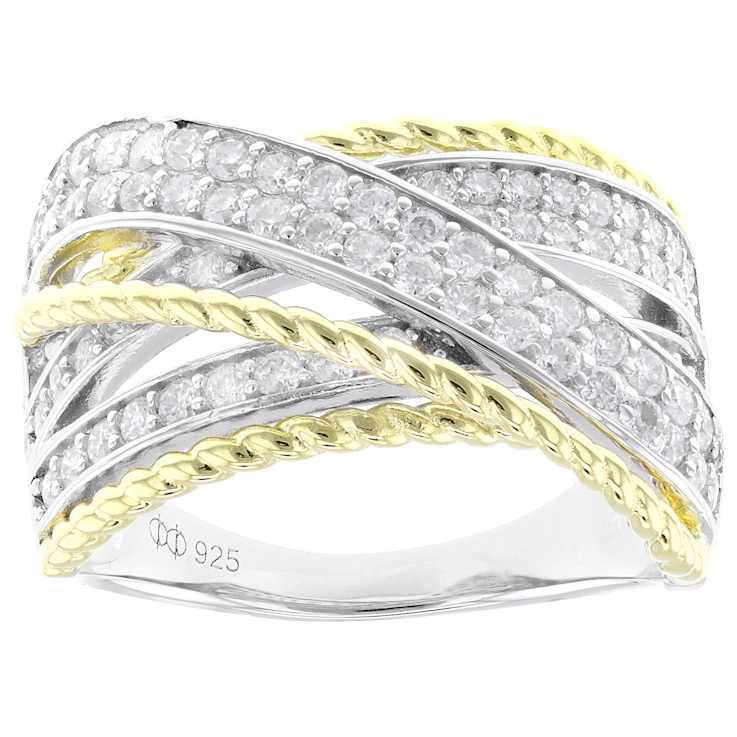 Round Moissanite Two-Tone Jewelry Set In 14K Gold Over Sterling Silver