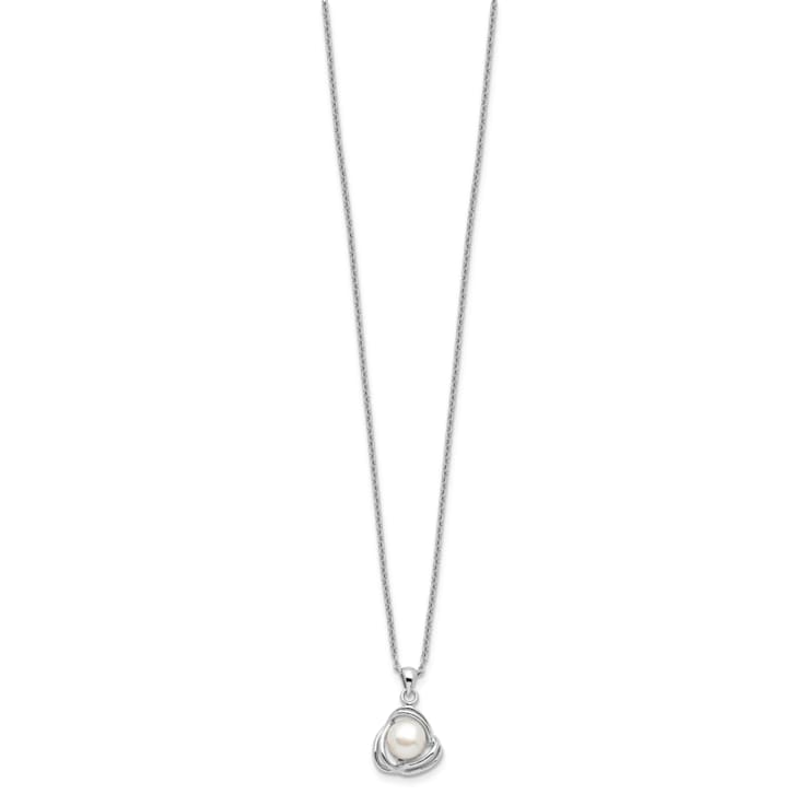 Rhodium Over Sterling Silver 6-7mm White Fresh Water Cultured Pearl
Necklace and Earring Set