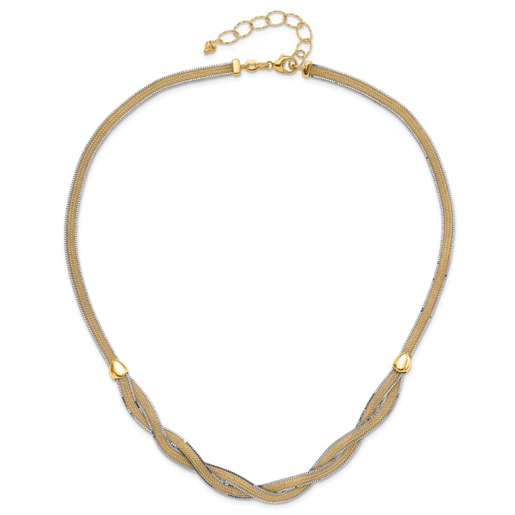 14k Two-tone 17-inch with 2-inch Ext. Mesh Necklace