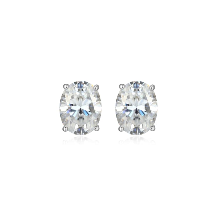 Oval Moissanite Platineve Stud Earrings 4.20ctw DEW