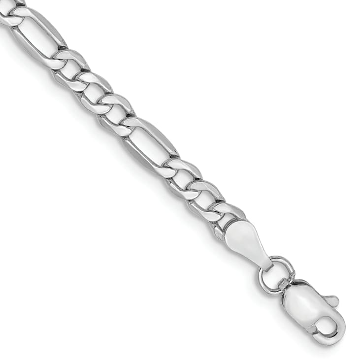 Rhodium Over 14k White Gold 3.5mm Figaro Link Bracelet, 7 Inches