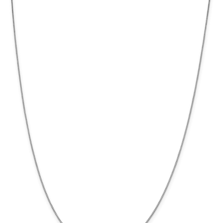 Rhodium Over 18K White Gold 0.7mm Solid Box 18 Inch Chain