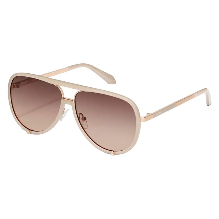 QUAY "HIGH-PROFILE" White Aviator Frame / Brown Polarized
Lenses Sunglasses