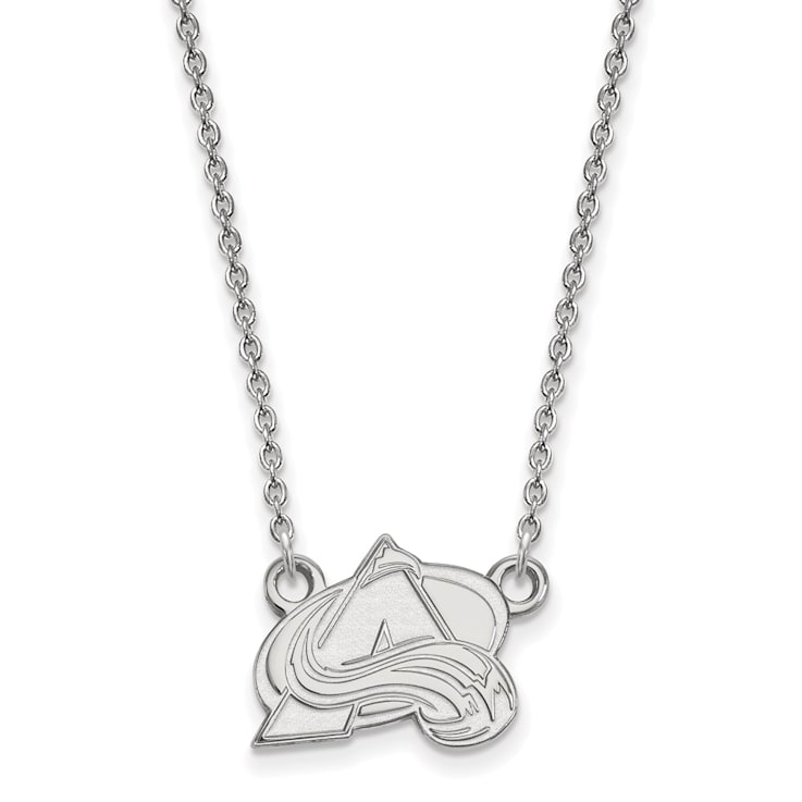 Rhodium Over Sterling Silver NHL LogoArt Colorado Avalanche Pendant Necklace