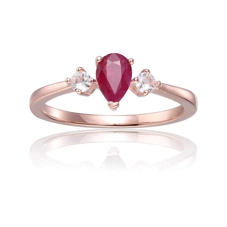 Ruby with White Sapphire Accents 14K Rose Gold Over Sterling Silver
Ring, 0.67ctw