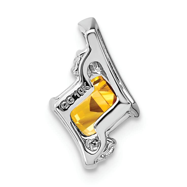 Rhodium Over 10k White Gold 0.5 ctw Cushion Citrine and Diamond Chain
Slide Pendant