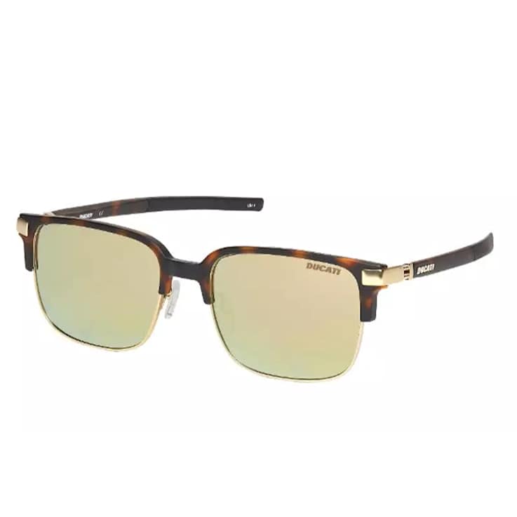 Ducati Men's Brown Tortoise Frame / Golden Mirrored Lenses Sunglasses
