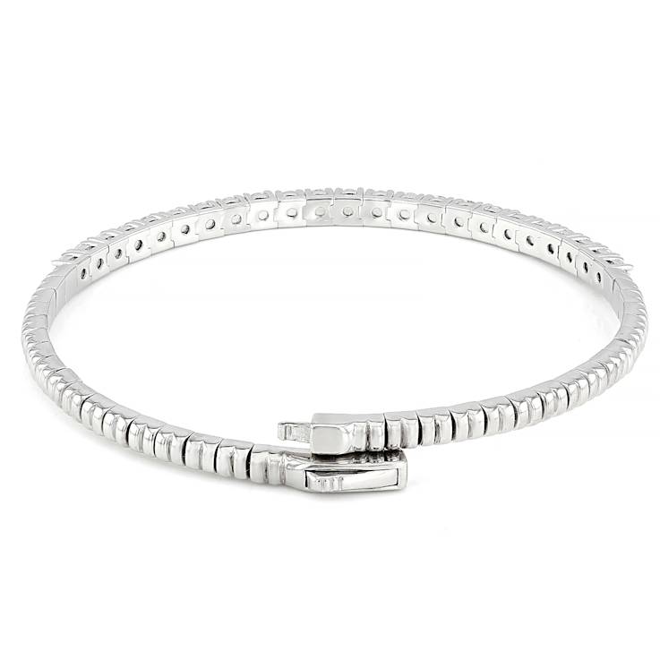 Polished Lab-Grown Diamond Flex Bangle Bracelet 2.50ctw In Platinum Over
Sterling Silver