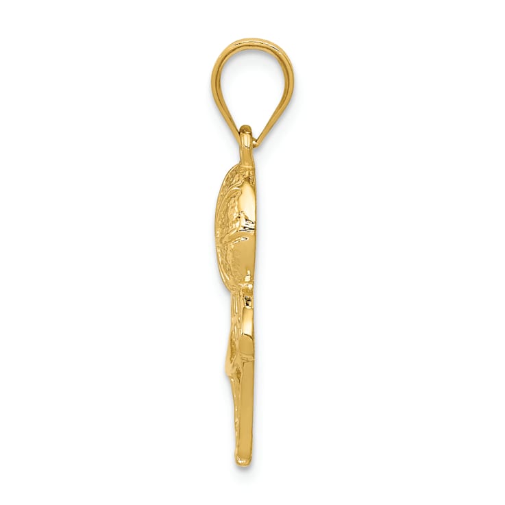 14k Yellow Gold Textured Basketball and Net pendant