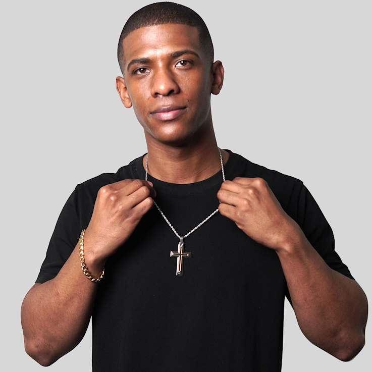 Invicta Men's Two-Tone Cross Pendant With Chain In Stainless Steel