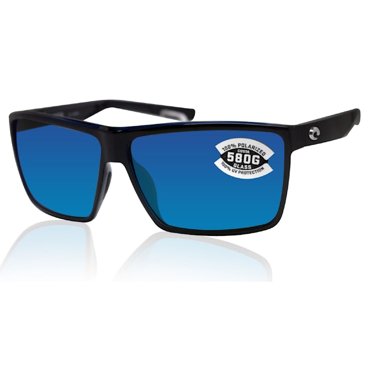 Costa Del Mar Rincon Shiny Black Blue Mirror 580G Polarized 63mm Sunglasses