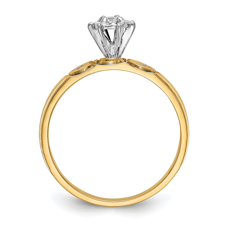 14K Yellow Gold AA Quality Engagement Ring 0.07ctw