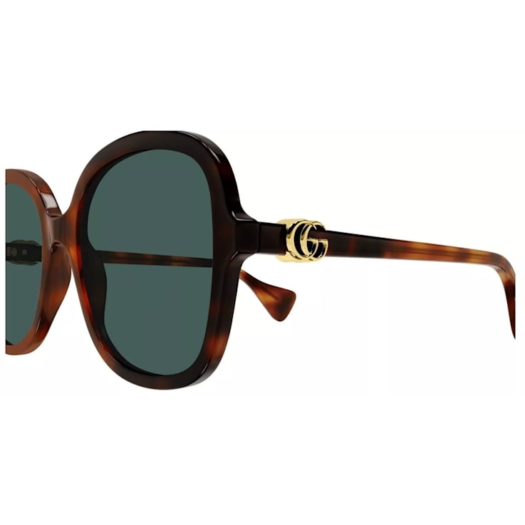 Gucci Havana Oversize Frame / Green Lens Sunglasses