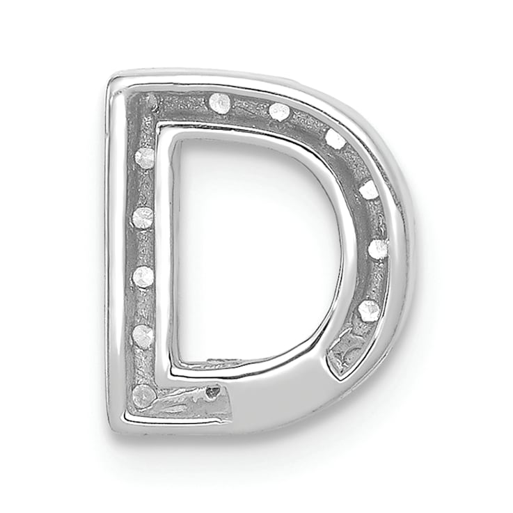 Rhodium Over 14K White Gold Diamond Letter D Initial Charm