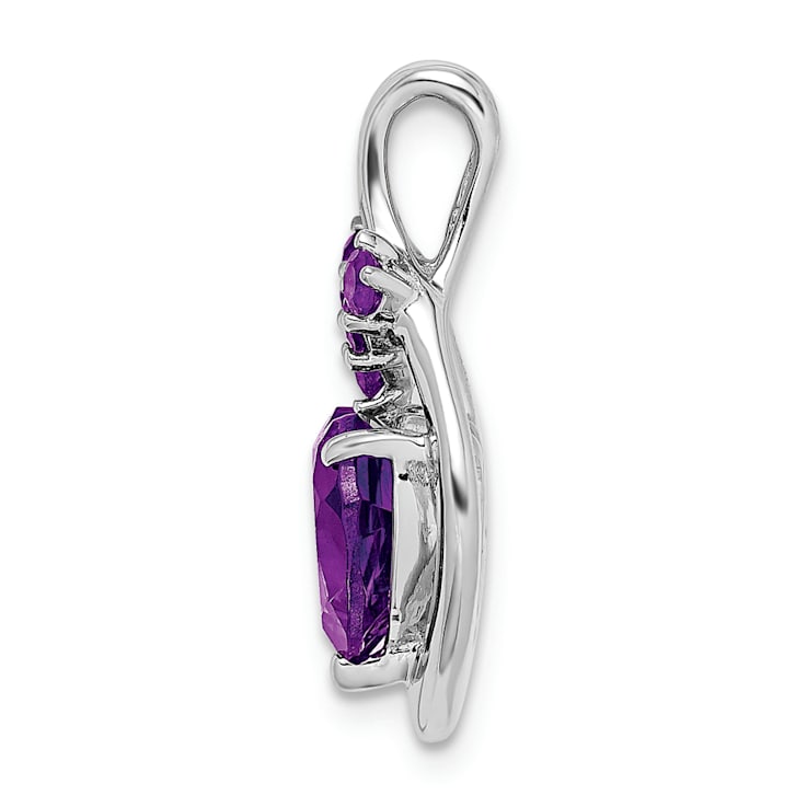 Rhodium Over 14k White Gold Amethyst Heart Pendant
