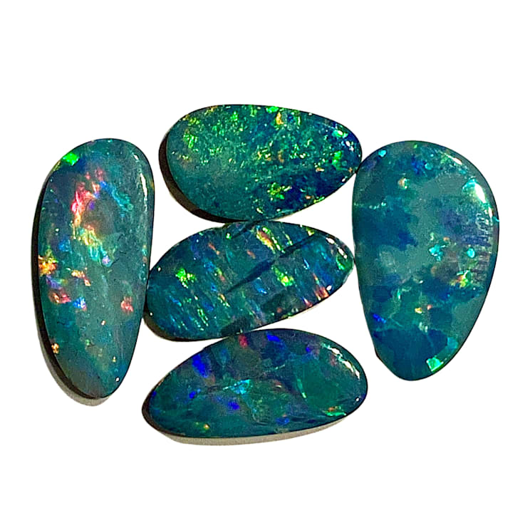 Opal on Ironstone Free-Form Doublet Set of 5 7.24ctw