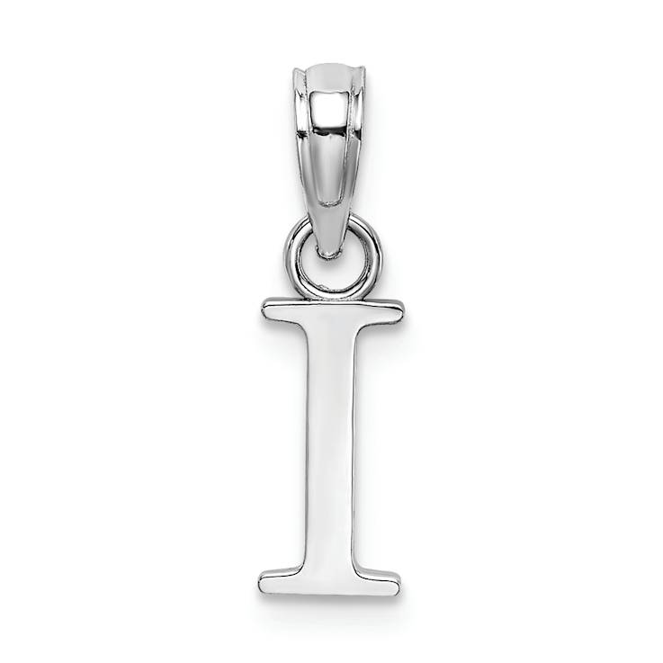 Rhodium Over 14k White Gold Polished Block Letter I Initial Pendant