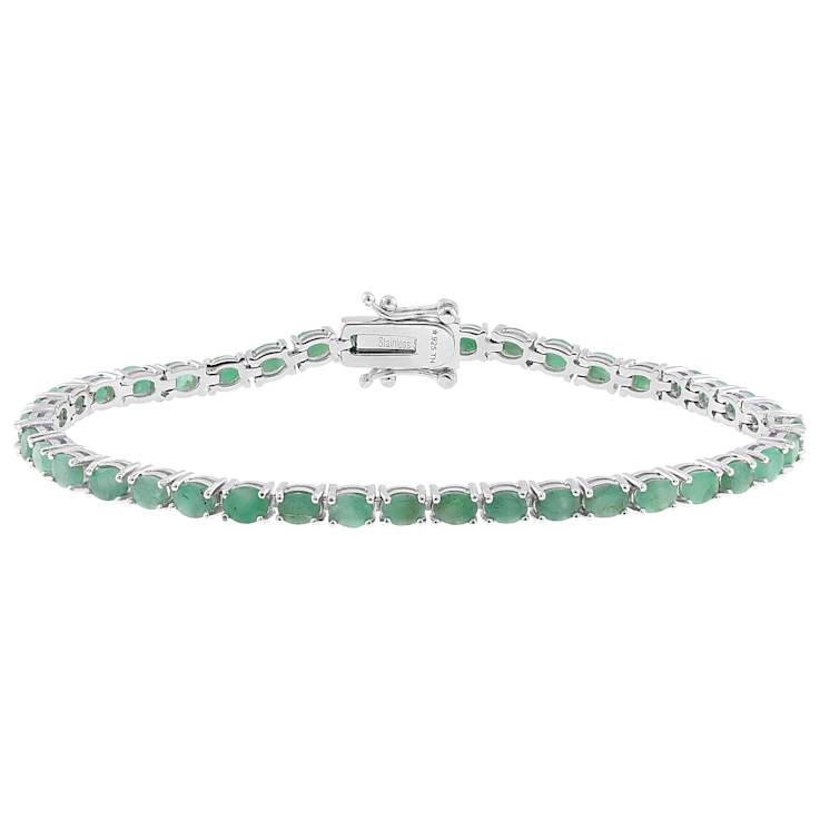 Emerald Tennis Bracelet In Sterling Silver