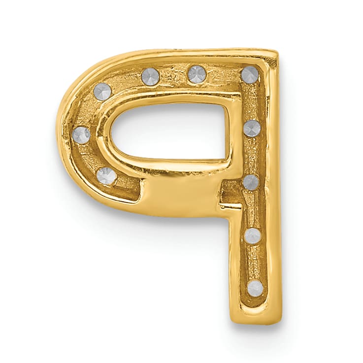 14K Yellow Gold Diamond Letter P Initial Charm
