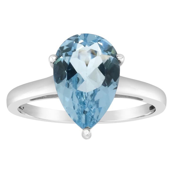 12x8mm Pear Shape Sky Blue Topaz Rhodium Over Sterling Silver Ring