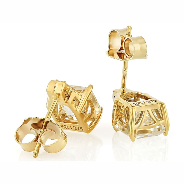 Diamond Simulant Square Octagonal Stud Earrings In 18K Gold Over
Sterling Silver 5.22ctw