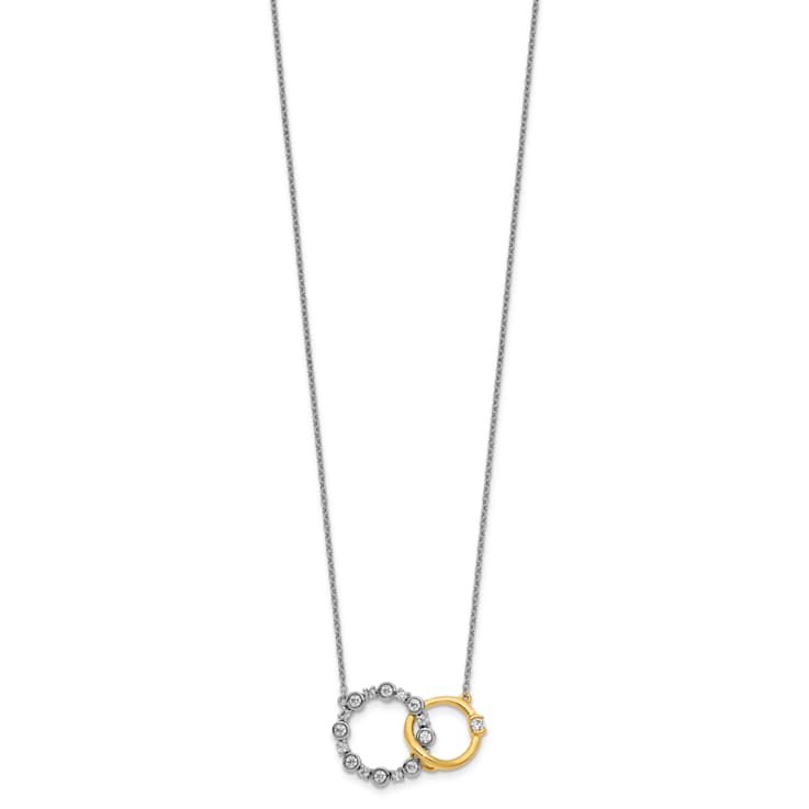 14K Two-tone Gold Lab Grown Diamond SI1/SI2, G H I, Circle Interlocking
18 Inch Necklace 0.41ctw
